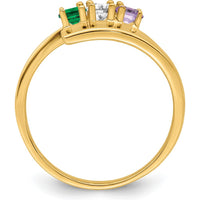 14K Yellow Gold Polished 3-Stone Mother's Ring Mounting - Customizable Design by Monteluci Fine Jewelry