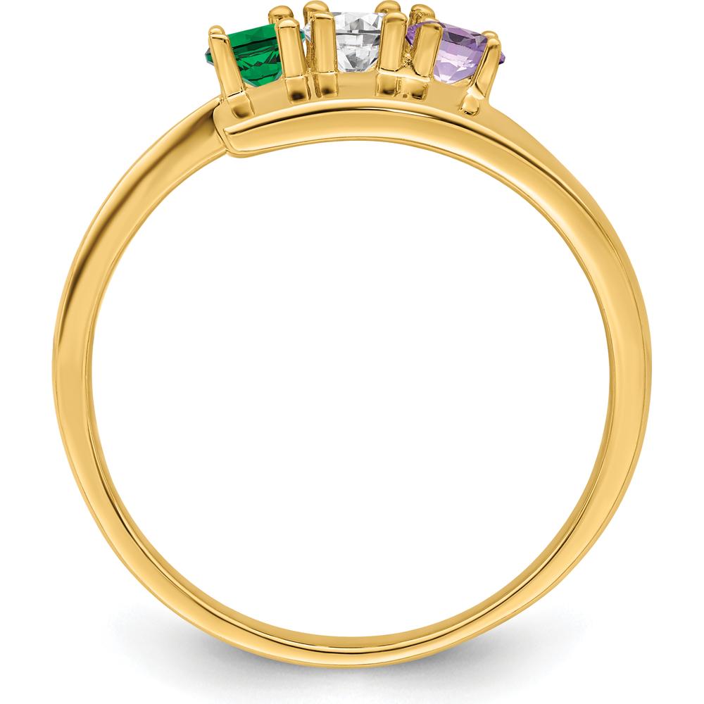 14K Yellow Gold Polished 3-Stone Mother's Ring Mounting - Customizable Design by Monteluci Fine Jewelry