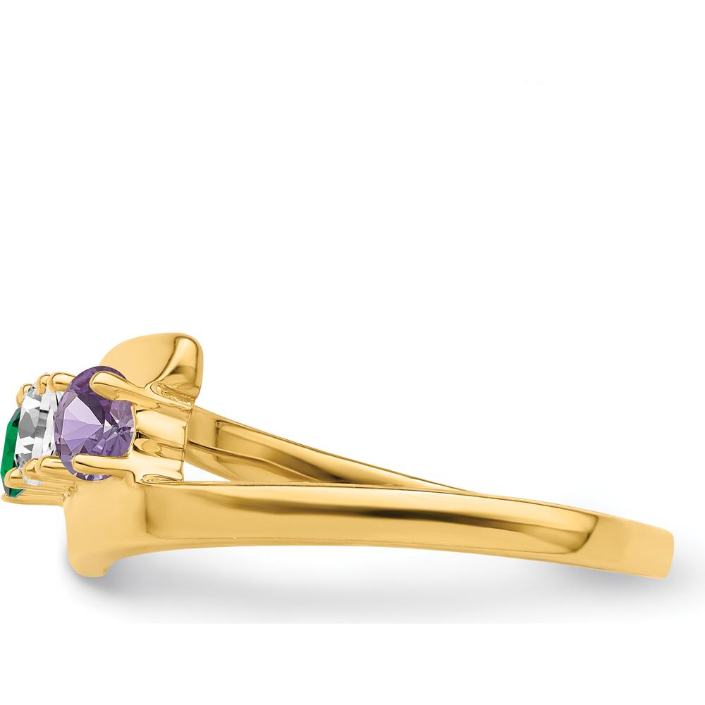 14K Yellow Gold Polished 3-Stone Mother's Ring Mounting - Customizable Design by Monteluci Fine Jewelry
