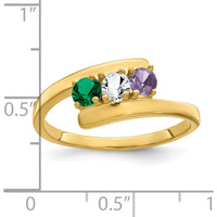 14K Yellow Gold Polished 3-Stone Mother's Ring Mounting - Customizable Design by Monteluci Fine Jewelry