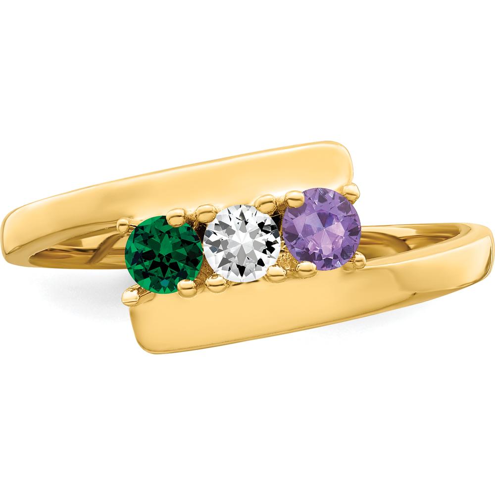 14K Yellow Gold Polished 3-Stone Mother's Ring Mounting - Customizable Design by Monteluci Fine Jewelry