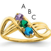 14K Yellow Gold Polished 3-Stone Mother's Ring Mounting - Customizable Gemstone Setting by Monteluci Fine Jewelry