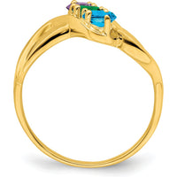 14K Yellow Gold Polished 3-Stone Mother's Ring Mounting - Customizable Gemstone Setting by Monteluci Fine Jewelry
