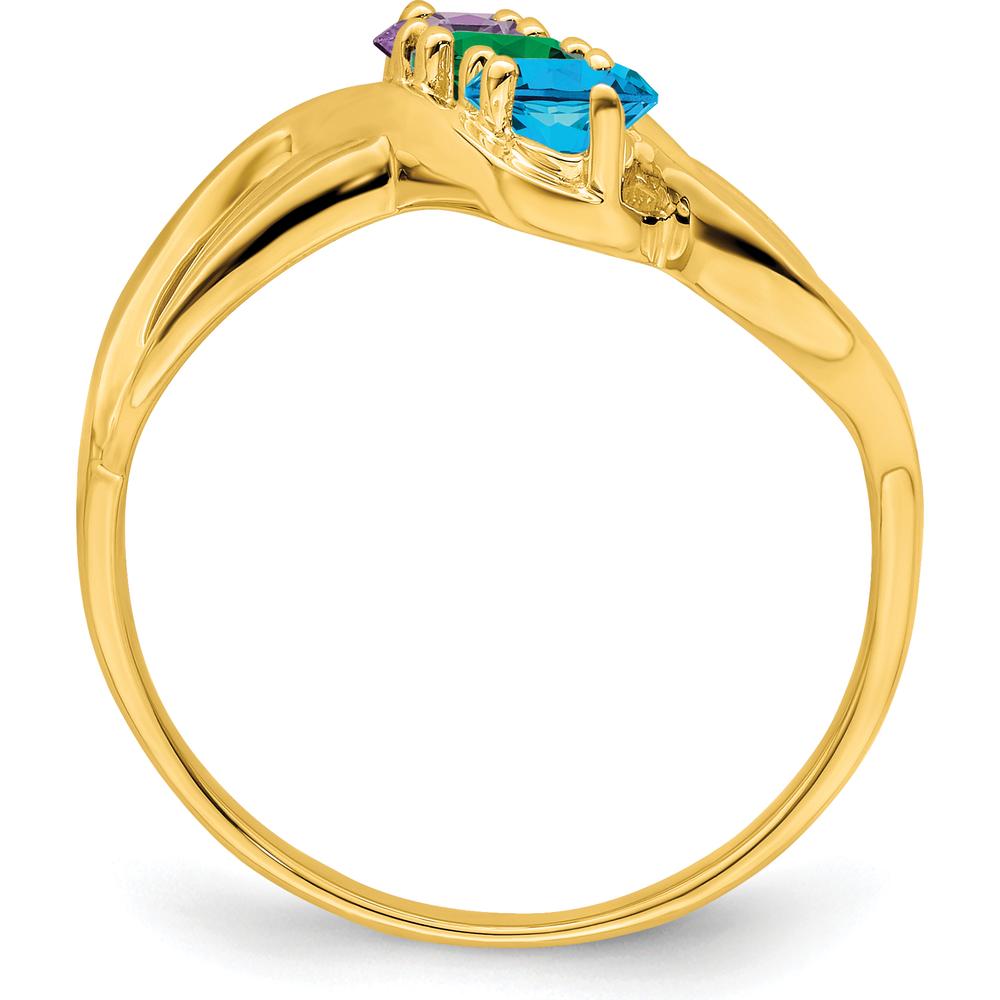 14K Yellow Gold Polished 3-Stone Mother's Ring Mounting - Customizable Gemstone Setting by Monteluci Fine Jewelry
