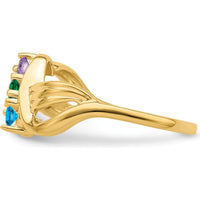 14K Yellow Gold Polished 3-Stone Mother's Ring Mounting - Customizable Gemstone Setting by Monteluci Fine Jewelry