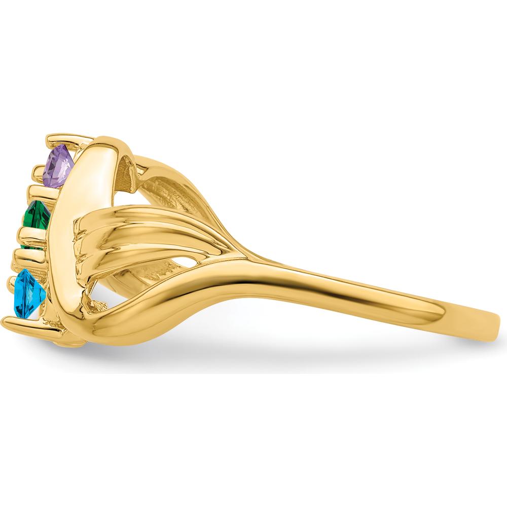 14K Yellow Gold Polished 3-Stone Mother's Ring Mounting - Customizable Gemstone Setting by Monteluci Fine Jewelry