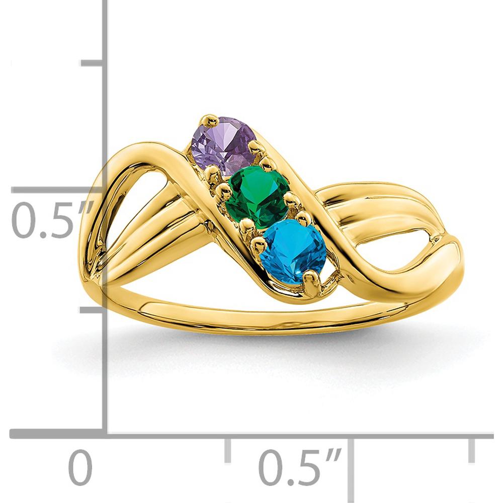 14K Yellow Gold Polished 3-Stone Mother's Ring Mounting - Customizable Gemstone Setting by Monteluci Fine Jewelry