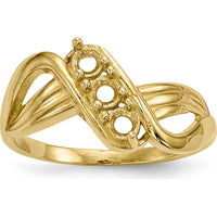 14K Yellow Gold Polished 3-Stone Mother's Ring Mounting - Customizable Gemstone Setting by Monteluci Fine Jewelry
