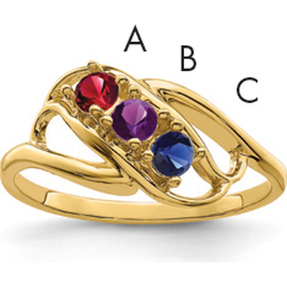 14K Yellow Gold Polished 3-Stone Mother's Ring Mounting - Customizable by Monteluci Fine Jewelry