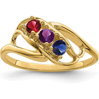 14K Yellow Gold Polished 3-Stone Mother's Ring Mounting - Customizable by Monteluci Fine Jewelry