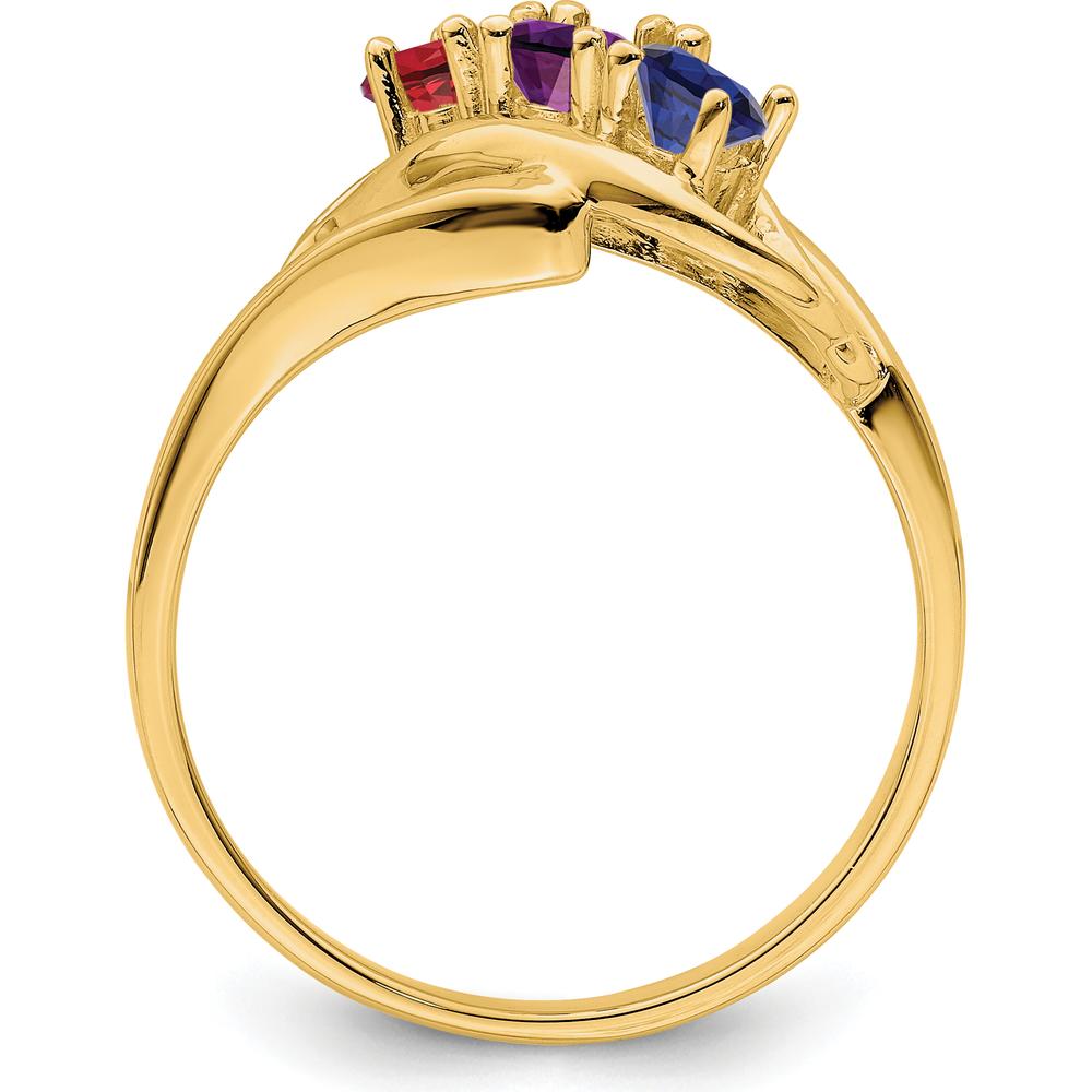 14K Yellow Gold Polished 3-Stone Mother's Ring Mounting - Customizable by Monteluci Fine Jewelry