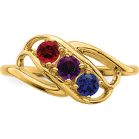 14K Yellow Gold Polished 3-Stone Mother's Ring Mounting - Customizable by Monteluci Fine Jewelry