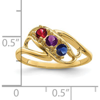 14K Yellow Gold Polished 3-Stone Mother's Ring Mounting - Customizable by Monteluci Fine Jewelry