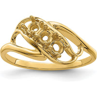 14K Yellow Gold Polished 3-Stone Mother's Ring Mounting - Customizable by Monteluci Fine Jewelry