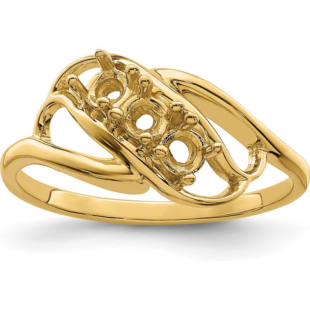 14K Yellow Gold Polished 3-Stone Mother's Ring Mounting - Customizable by Monteluci Fine Jewelry