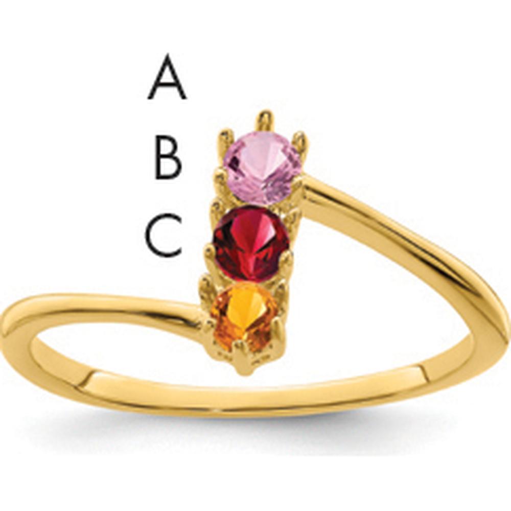 14K Yellow Gold Polished 3-Stone Mother's Ring Mounting - Customizable by Monteluci Fine Jewelry