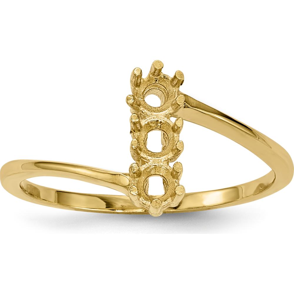 14K Yellow Gold Polished 3-Stone Mother's Ring Mounting - Customizable by Monteluci Fine Jewelry