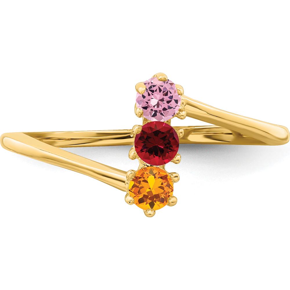 14K Yellow Gold Polished 3-Stone Mother's Ring Mounting - Customizable by Monteluci Fine Jewelry