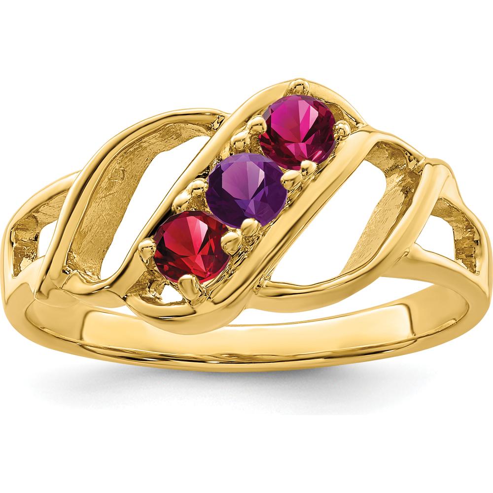 14K Yellow Gold Polished 3-Stone Mother's Ring Mounting - Customizable by Monteluci Fine Jewelry