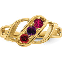 14K Yellow Gold Polished 3-Stone Mother's Ring Mounting - Customizable by Monteluci Fine Jewelry
