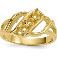 14K Yellow Gold Polished 3-Stone Mother's Ring Mounting - Customizable by Monteluci Fine Jewelry