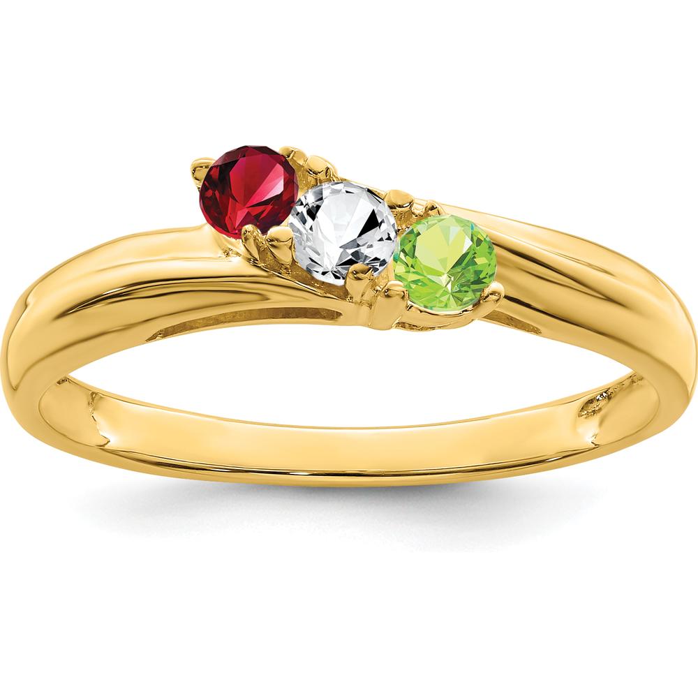 14K Yellow Gold Polished 3-Stone Mother's Ring Mounting by Monteluci Fine Jewelry