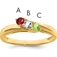 14K Yellow Gold Polished 3-Stone Mother's Ring Mounting by Monteluci Fine Jewelry