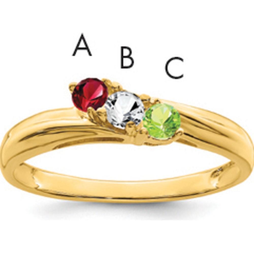 14K Yellow Gold Polished 3-Stone Mother's Ring Mounting by Monteluci Fine Jewelry