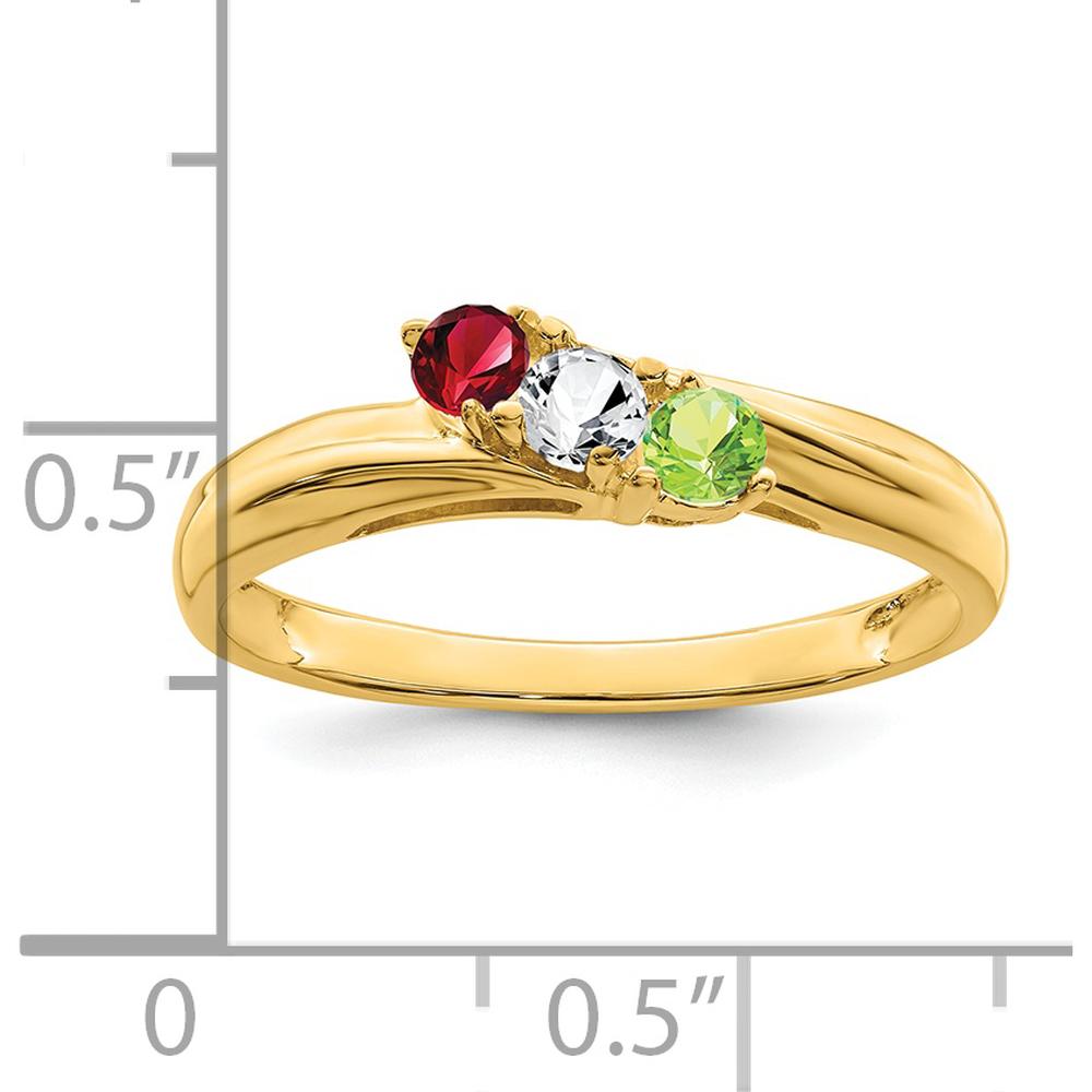 14K Yellow Gold Polished 3-Stone Mother's Ring Mounting by Monteluci Fine Jewelry