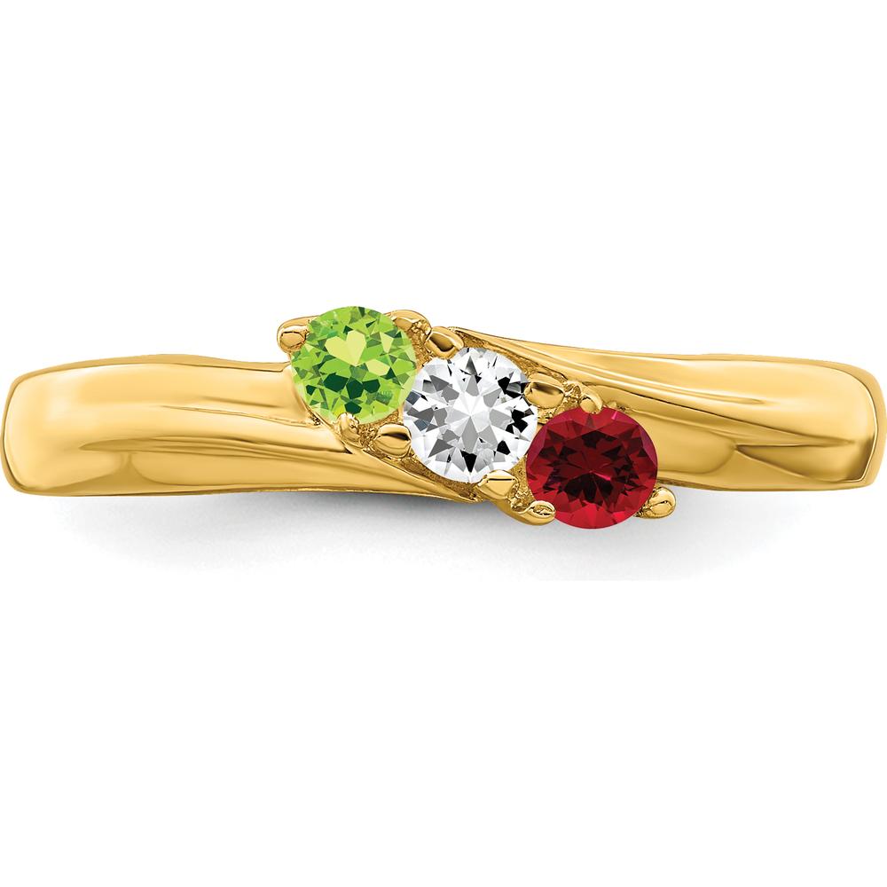 14K Yellow Gold Polished 3-Stone Mother's Ring Mounting by Monteluci Fine Jewelry