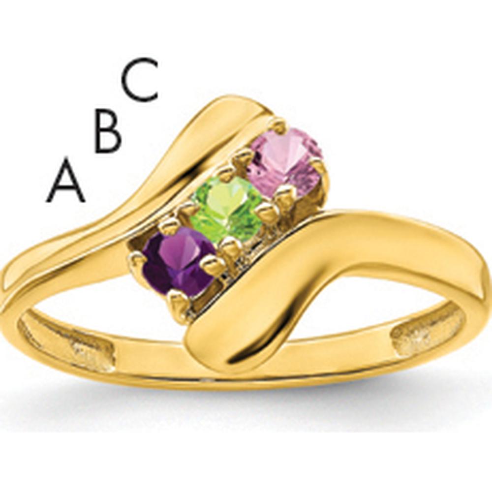 14K Yellow Gold Polished 3-Stone Mother's Ring Mounting by Monteluci Fine Jewelry