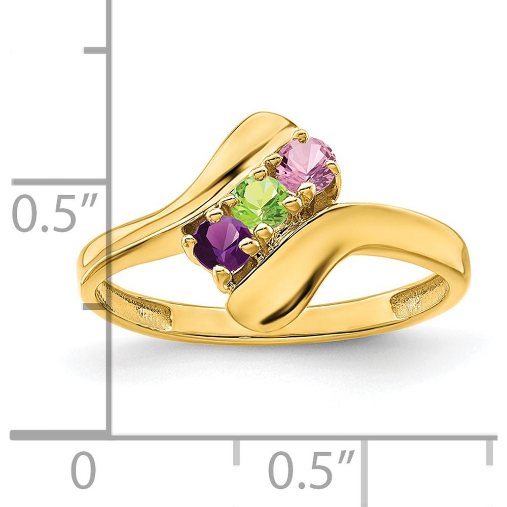14K Yellow Gold Polished 3-Stone Mother's Ring Mounting by Monteluci Fine Jewelry