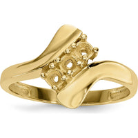 14K Yellow Gold Polished 3-Stone Mother's Ring Mounting by Monteluci Fine Jewelry