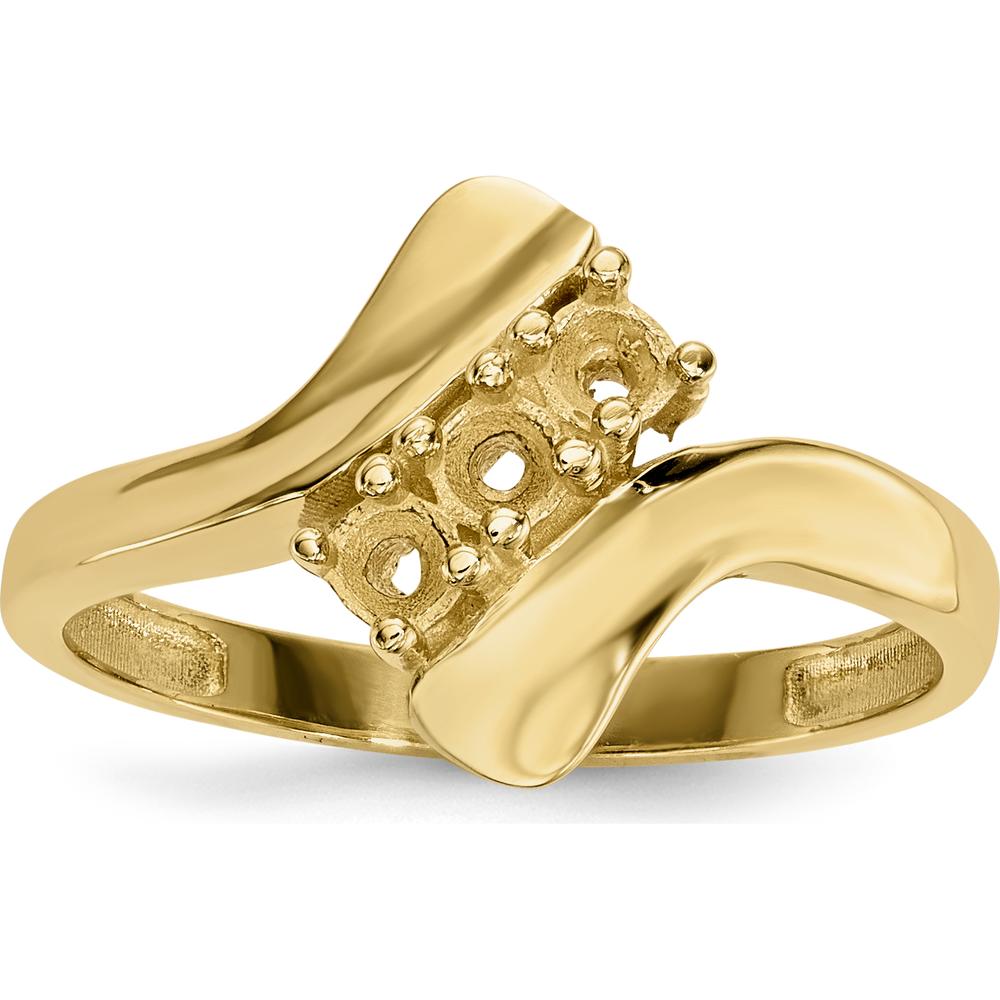 14K Yellow Gold Polished 3-Stone Mother's Ring Mounting by Monteluci Fine Jewelry