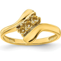 14K Yellow Gold Polished 3-Stone Mother's Ring Mounting by Monteluci Fine Jewelry