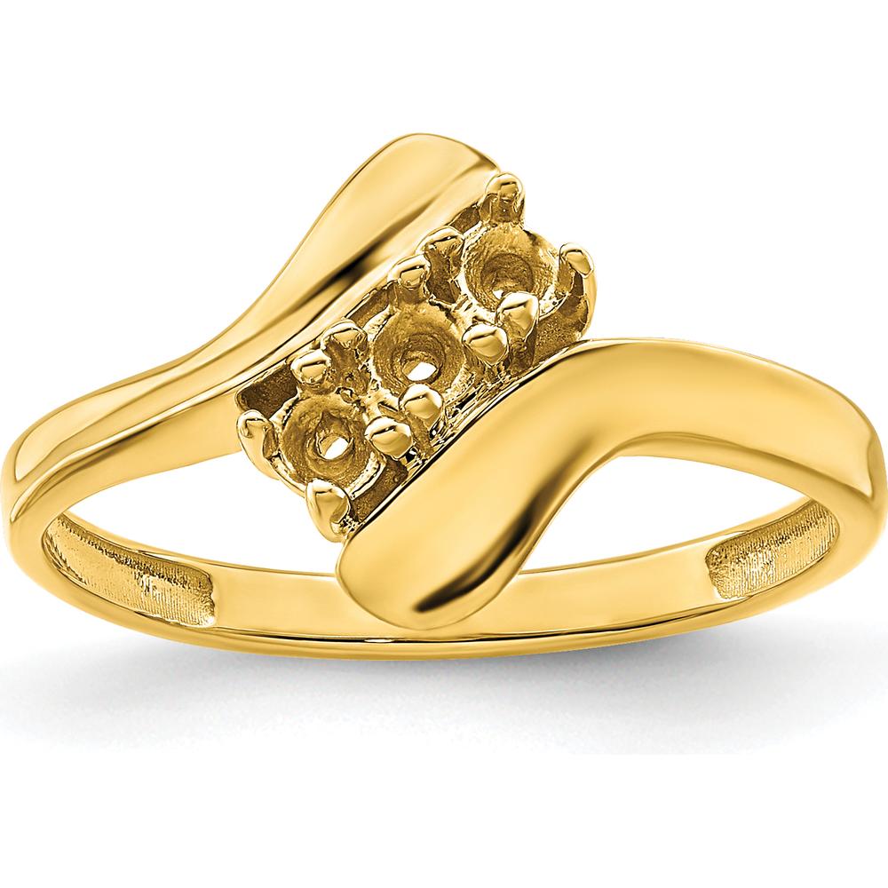 14K Yellow Gold Polished 3-Stone Mother's Ring Mounting by Monteluci Fine Jewelry