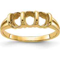 14K Yellow Gold Polished 3-Stone Oval Gemstone Ring Mounting for Custom Engagement or Anniversary Design by Oro Pregiato