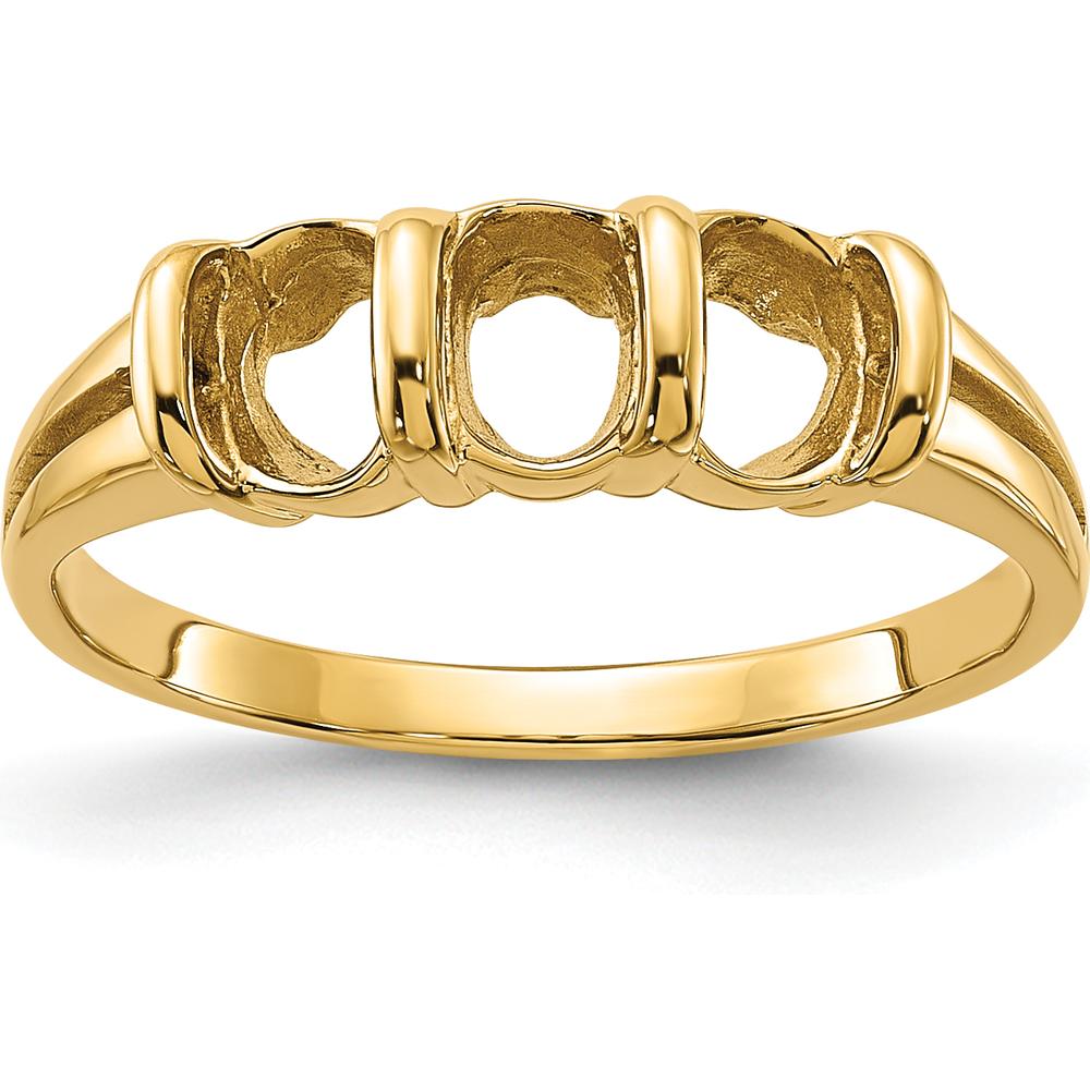 14K Yellow Gold Polished 3-Stone Oval Gemstone Ring Mounting for Custom Engagement or Anniversary Design by Oro Pregiato