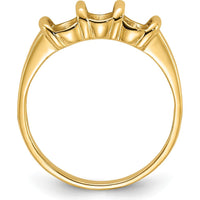 14K Yellow Gold Polished 3-Stone Oval Gemstone Ring Mounting for Custom Engagement or Anniversary Design by Oro Pregiato