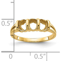 14K Yellow Gold Polished 3-Stone Oval Gemstone Ring Mounting for Custom Engagement or Anniversary Design by Oro Pregiato