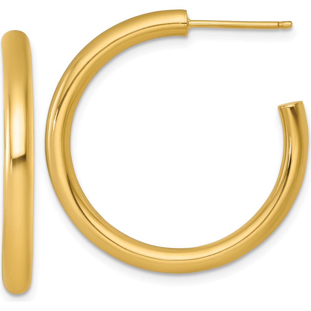 14K Yellow Gold Polished 30mm C-Hoop Earrings by 0