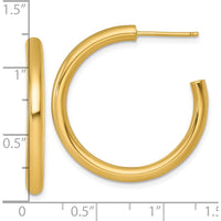 14K Yellow Gold Polished 30mm C-Hoop Earrings by 0