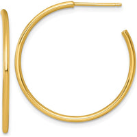 14K Yellow Gold Polished 30mm C-Hoop Post Earrings by 0