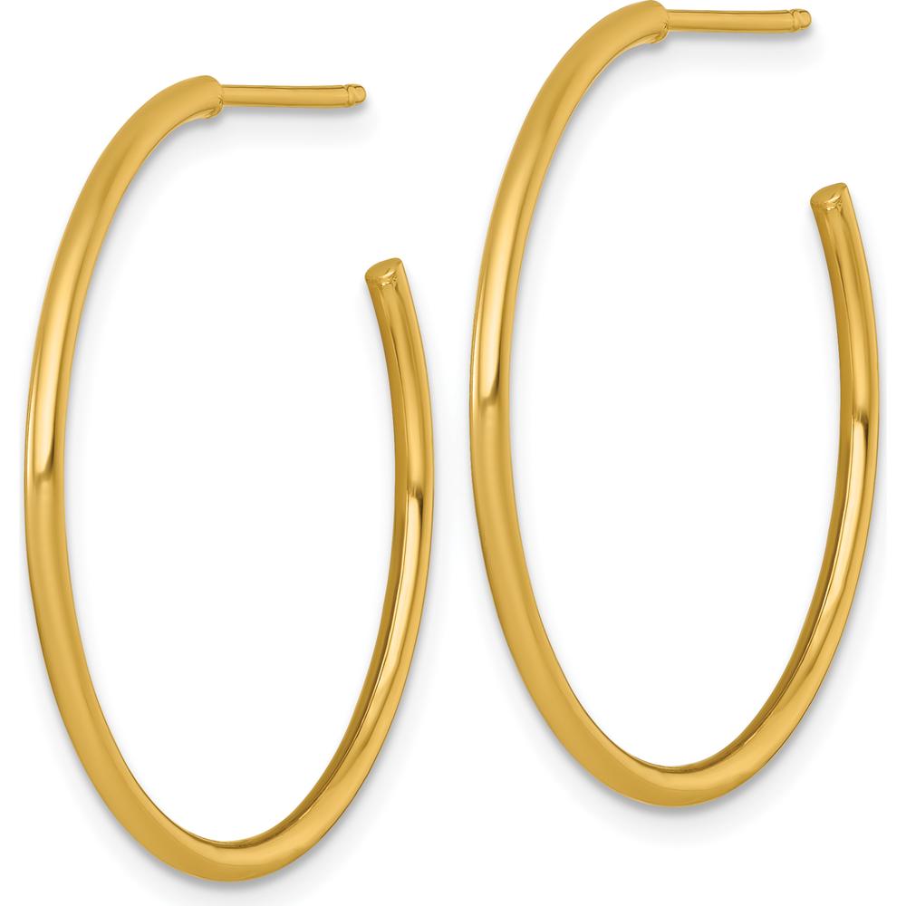 14K Yellow Gold Polished 30mm C-Hoop Post Earrings by 0