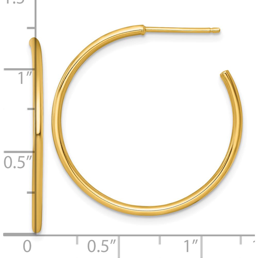 14K Yellow Gold Polished 30mm C-Hoop Post Earrings by 0