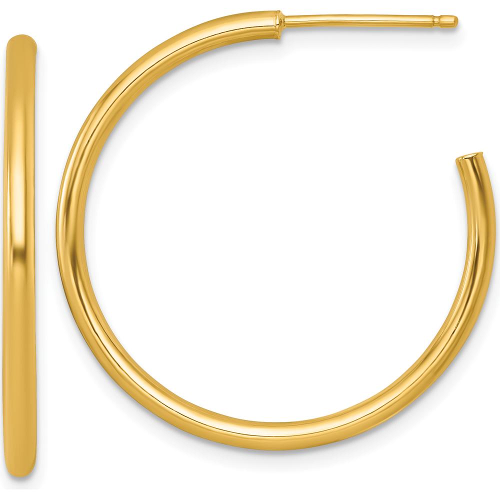 14K Yellow Gold Polished 30mm C-Hoop Post Earrings by 0
