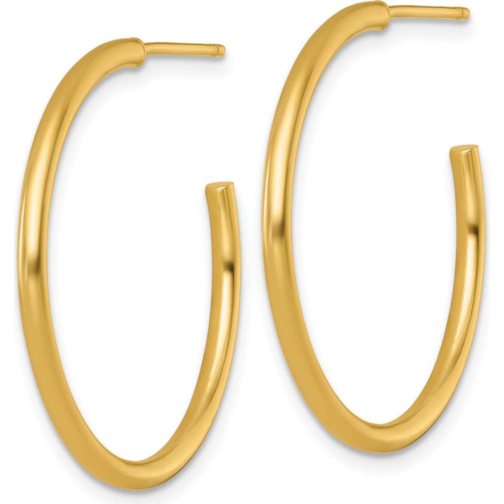 14K Yellow Gold Polished 30mm C-Hoop Post Earrings by 0