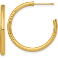 14K Yellow Gold Polished 30mm C-Hoop Post Earrings by 0