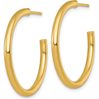 14K Yellow Gold Polished 30mm C-Hoop Post Earrings by 0