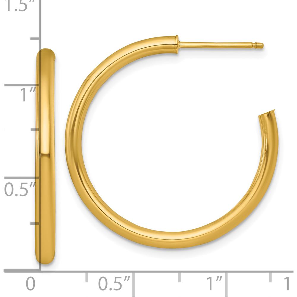 14K Yellow Gold Polished 30mm C-Hoop Post Earrings by 0